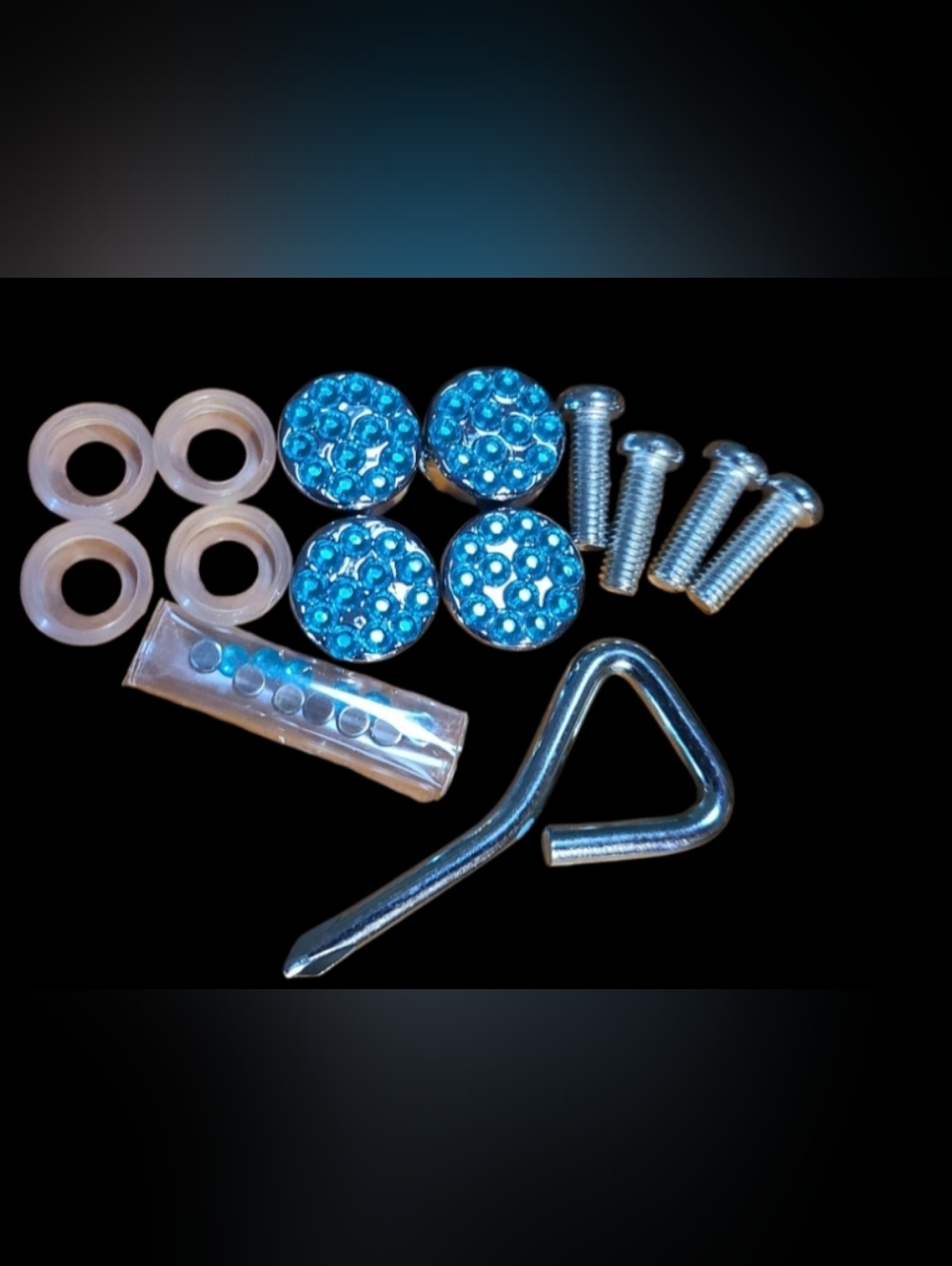Licence Plate Screw Cap Covers- Blingy BLUE